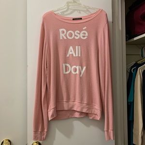 Wildfox pink "Rosé All Day" sweatshirt, size L
